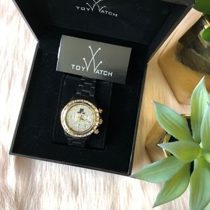 ToyWatch Black & Gold Swarovski Watch